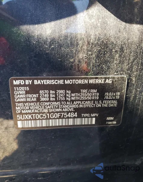 2016 BMW X5 Xdr40E z USA, uszkodzony, nr VIN 5UXKT0C51G0F75484